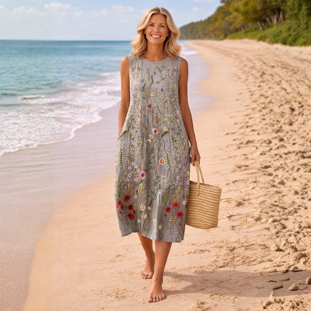 Camilla – Abito Midi ai Fiori di Campo