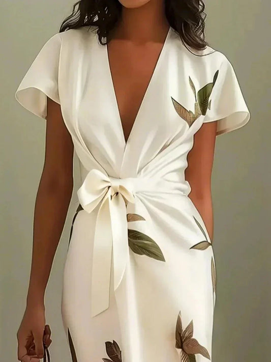 Michela - Abito A Portafoglio Elegante Con Motivo Floreale