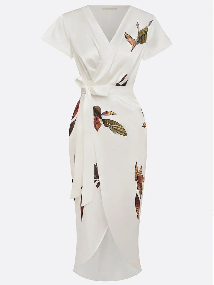 Michela - Abito A Portafoglio Elegante Con Motivo Floreale