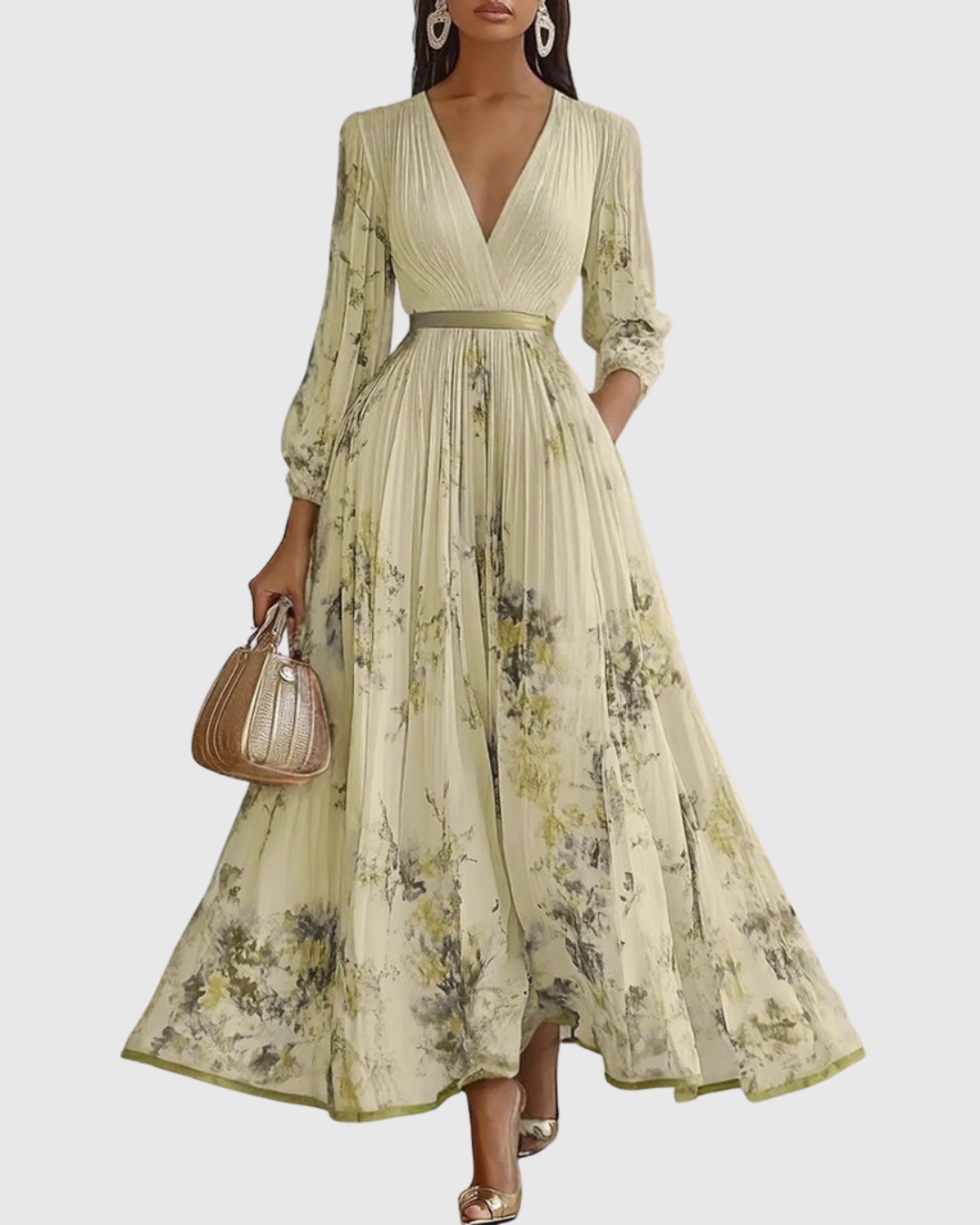 Paola - Elegante Plissee Maxi Kleid