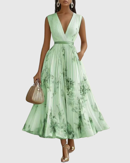 Paola - Elegante Plissee Maxi Kleid