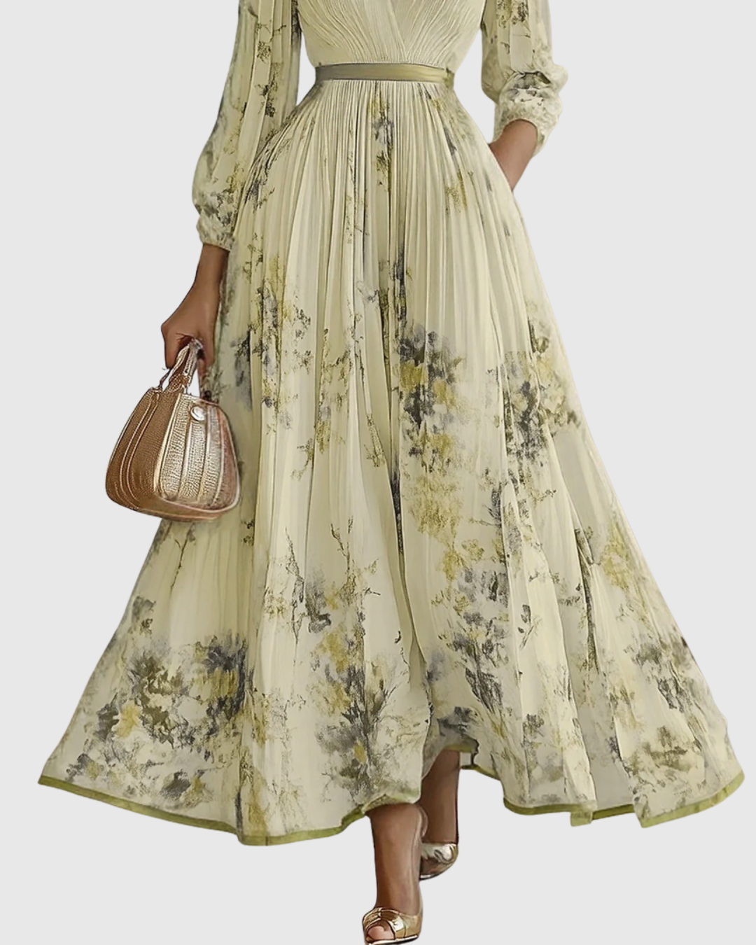 Paola - Elegante Plissee Maxi Kleid