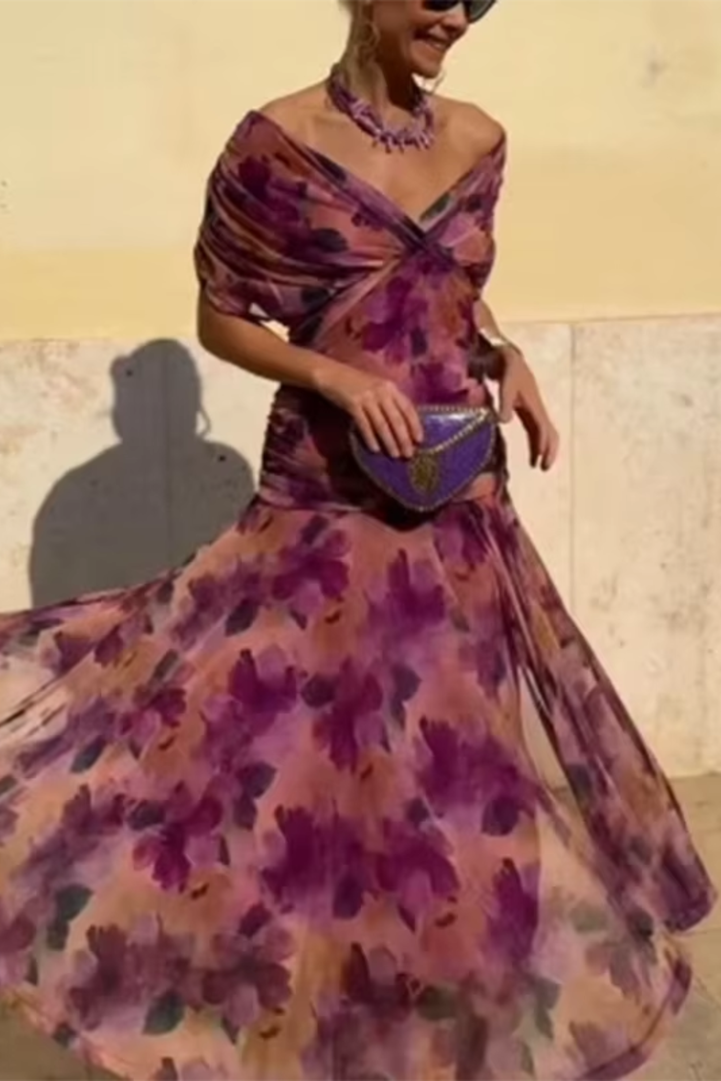 Rosaria - Abito Lungo Elegante Per Occasioni Festive Con Scollo A V
