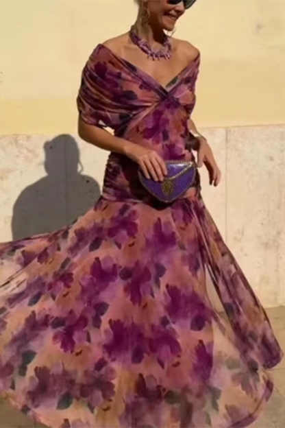 Rosaria - Abito Lungo Elegante Per Occasioni Festive Con Scollo A V