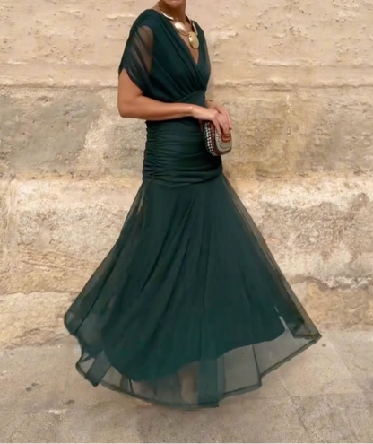 Rosaria - Abito Lungo Elegante Per Occasioni Festive Con Scollo A V
