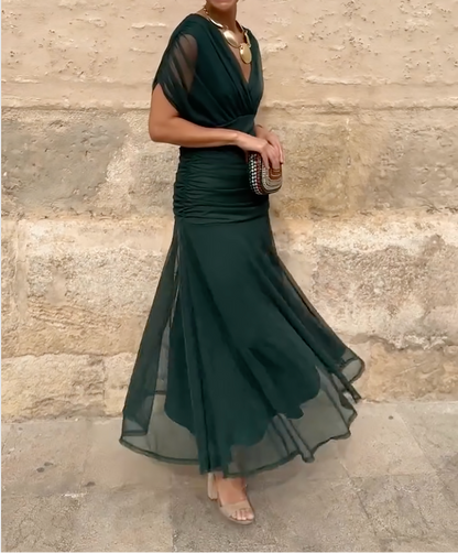 Rosaria - Abito Lungo Elegante Per Occasioni Festive Con Scollo A V