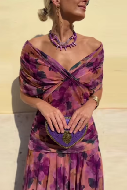 Rosaria - Abito Lungo Elegante Per Occasioni Festive Con Scollo A V