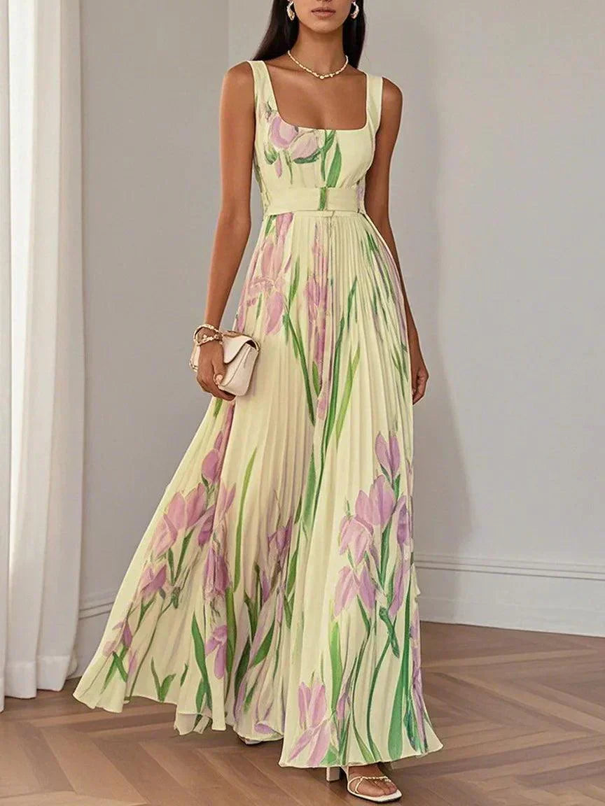 Olimpia - Abito Lungo In Chiffon Plissettato