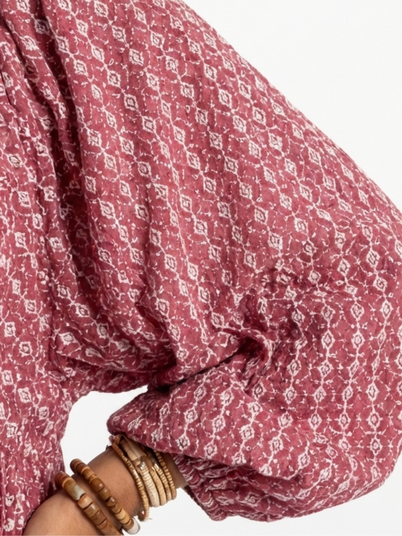 Arlette | Abito midi a stampa geometrica con maniche lunghe