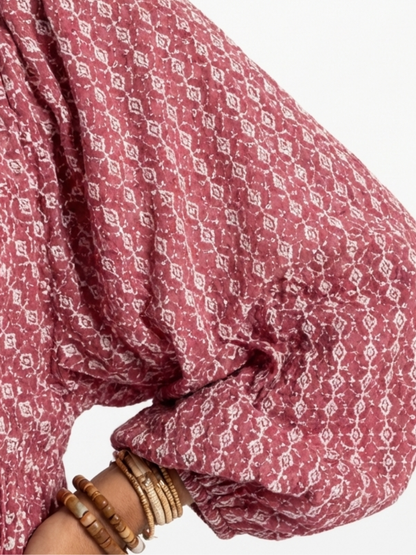 Arlette | Abito midi a stampa geometrica con maniche lunghe