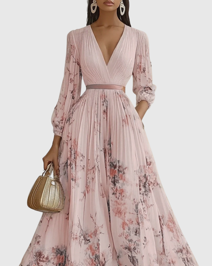 Paola - Elegante Plissee Maxi Kleid