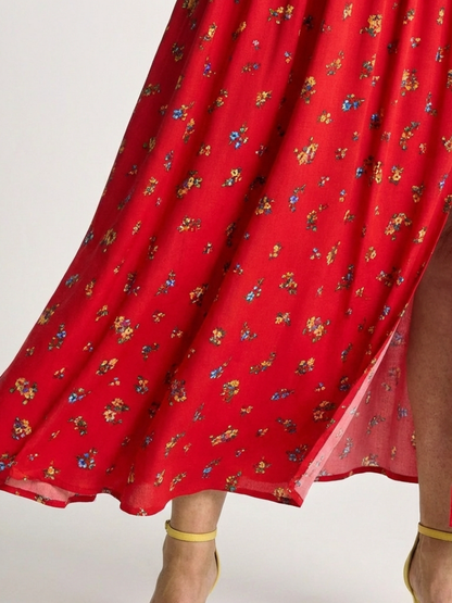 Delphine | Abito midi con scollo quadrato e motivo floreale
