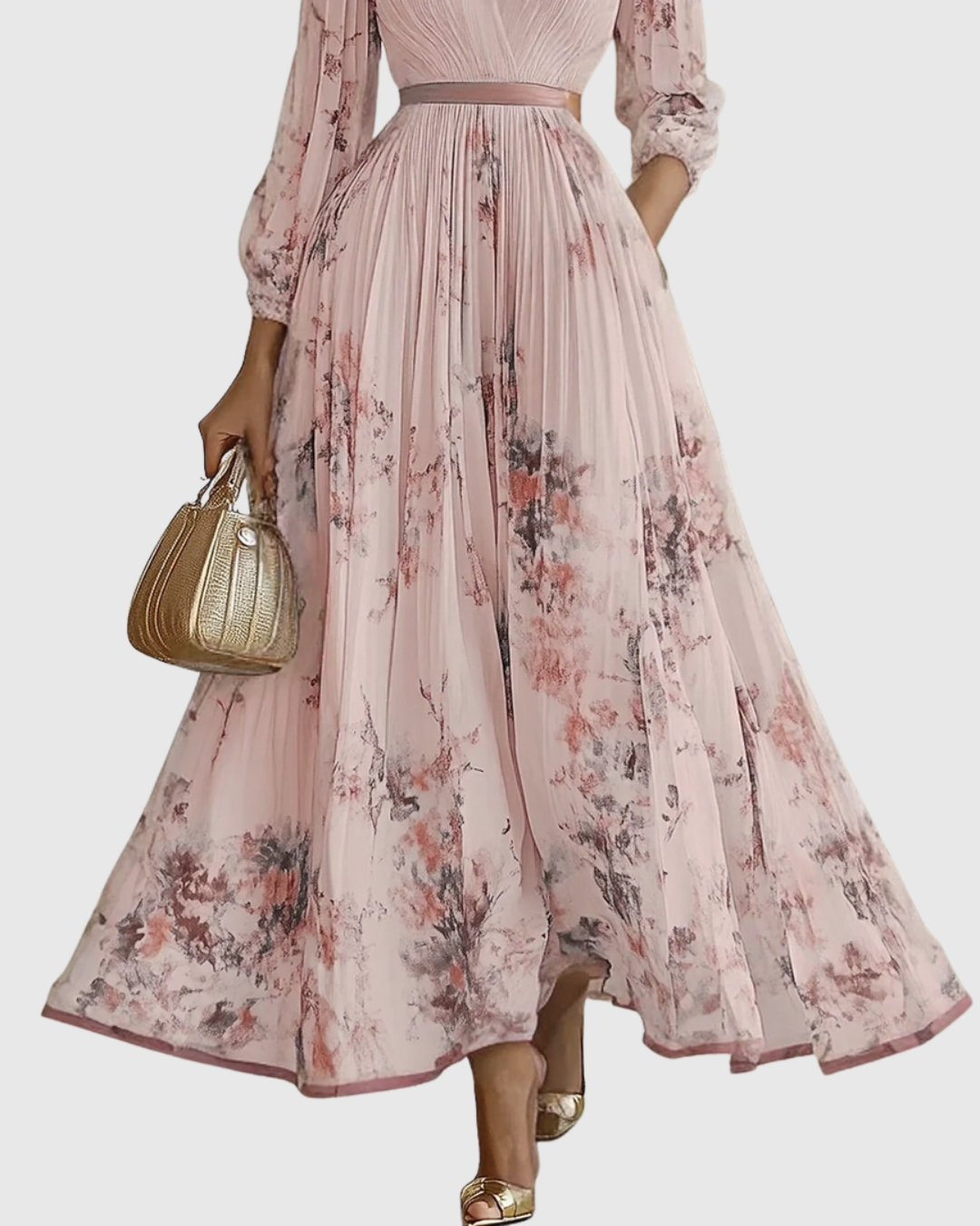 Paola - Elegante Plissee Maxi Kleid