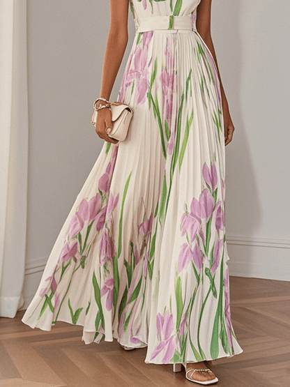 Olimpia - Abito Lungo In Chiffon Plissettato