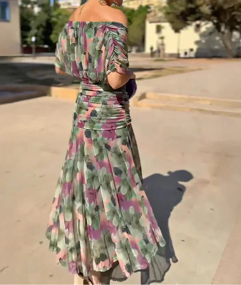 Rosaria - Abito Lungo Elegante Per Occasioni Festive Con Scollo A V