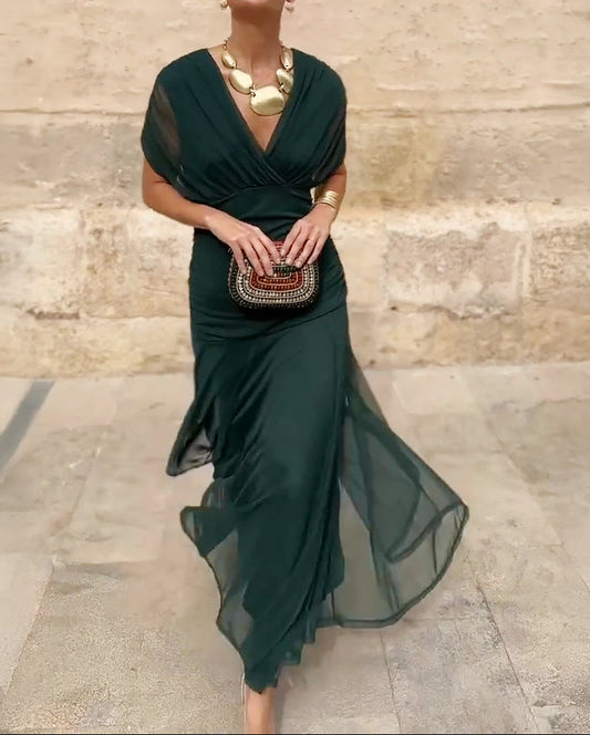 Rosaria - Abito Lungo Elegante Per Occasioni Festive Con Scollo A V