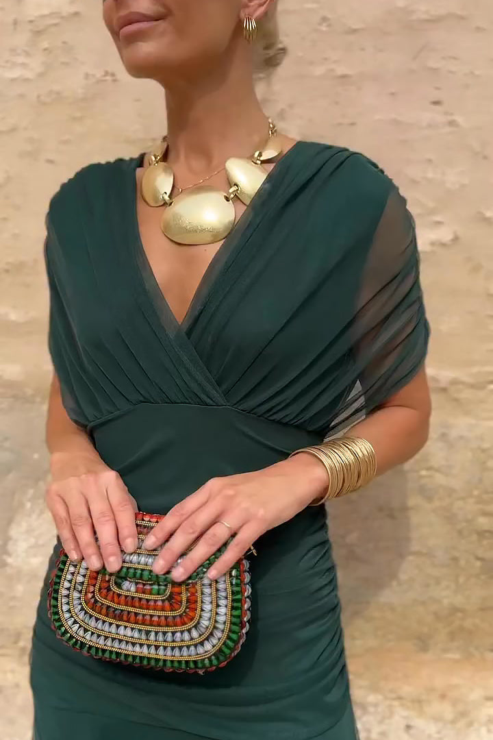 Rosaria - Abito Lungo Elegante Per Occasioni Festive Con Scollo A V