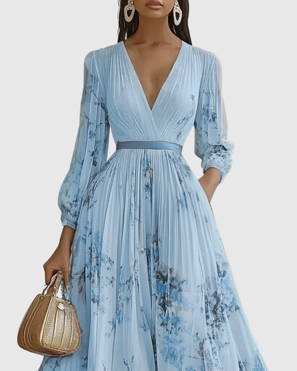 Paola - Elegante Plissee Maxi Kleid