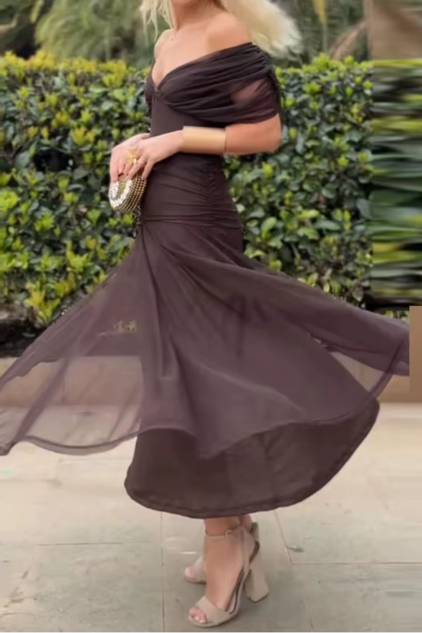 Rosaria - Abito Lungo Elegante Per Occasioni Festive Con Scollo A V