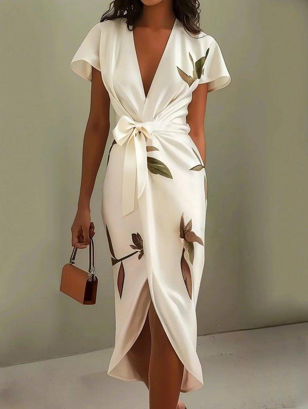 Michela - Abito A Portafoglio Elegante Con Motivo Floreale