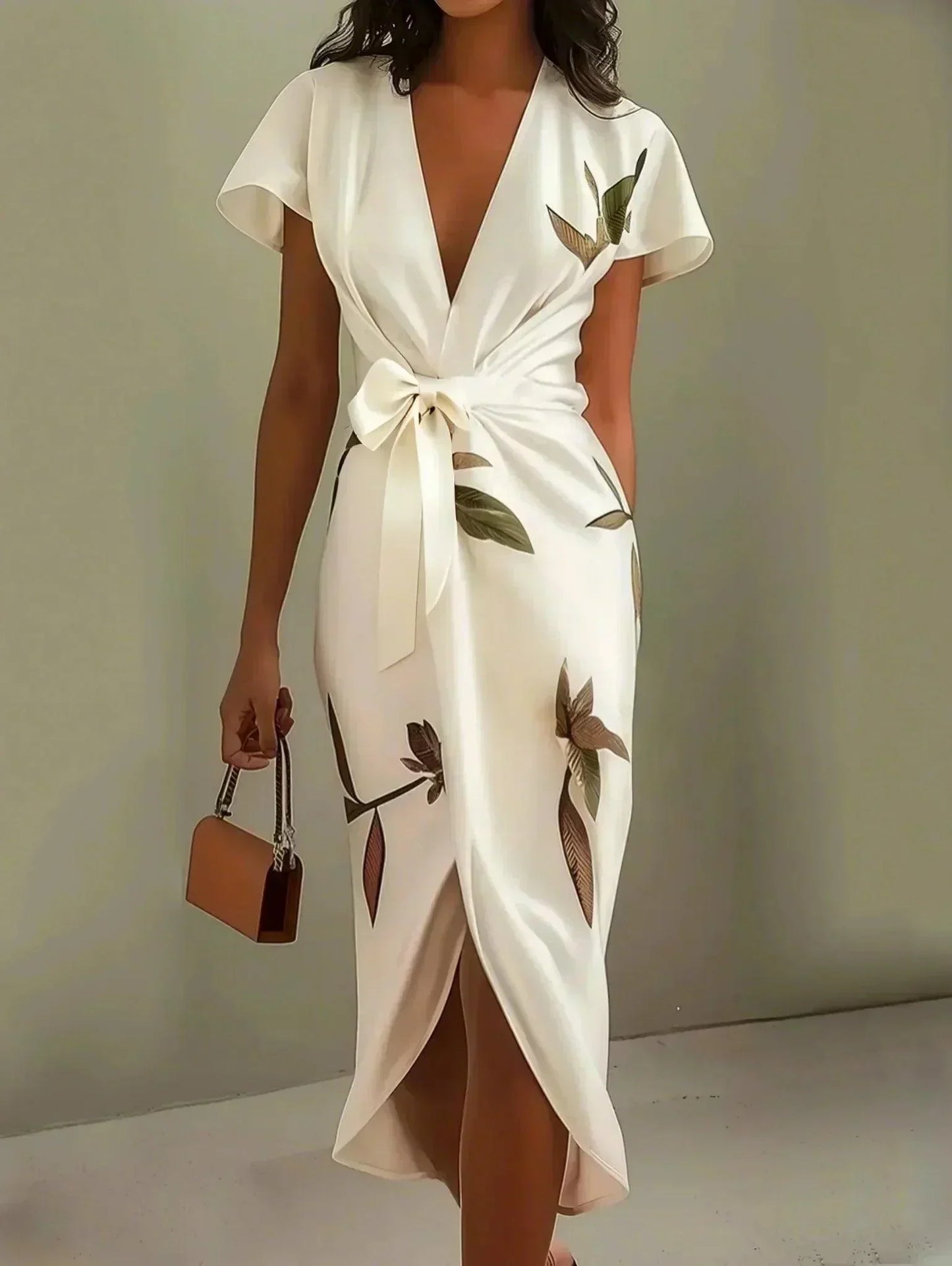 Michela - Abito A Portafoglio Elegante Con Motivo Floreale