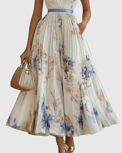 Paola - Elegante Plissee Maxi Kleid