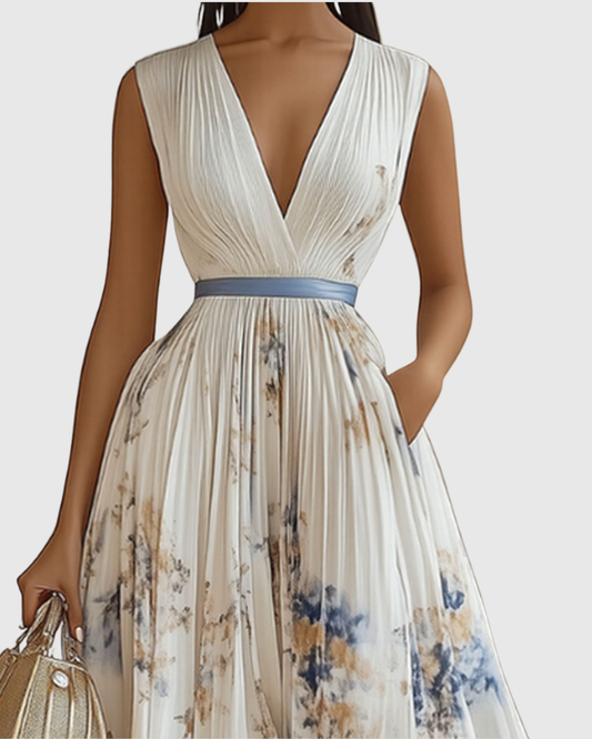 Paola - Elegante Plissee Maxi Kleid