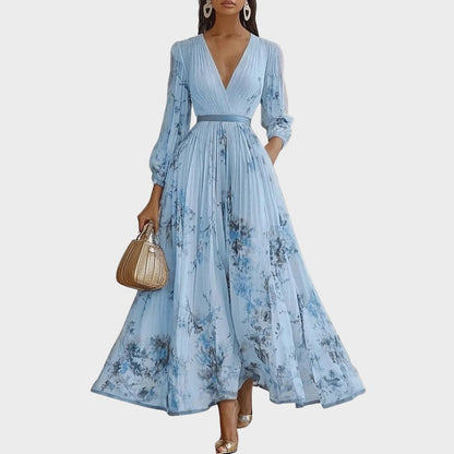 Paola - Elegante Plissee Maxi Kleid