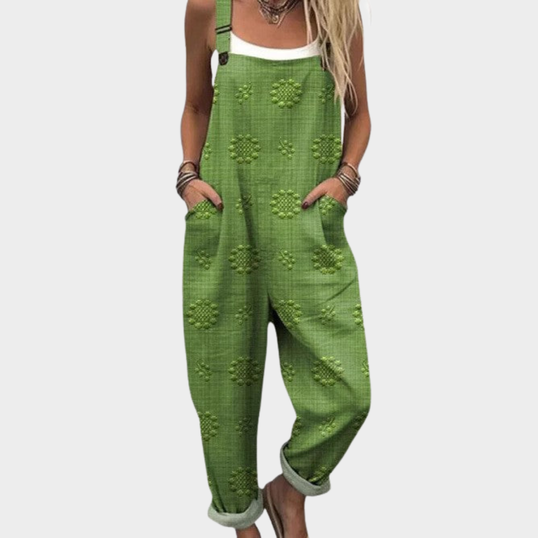 Fiorella | Salopette Verde Con Texture Per Dames
