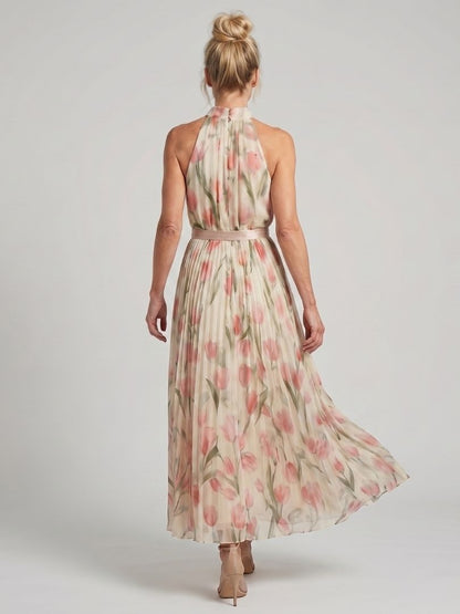 Aurelle | Abito midi a fiori con collo alla schiava