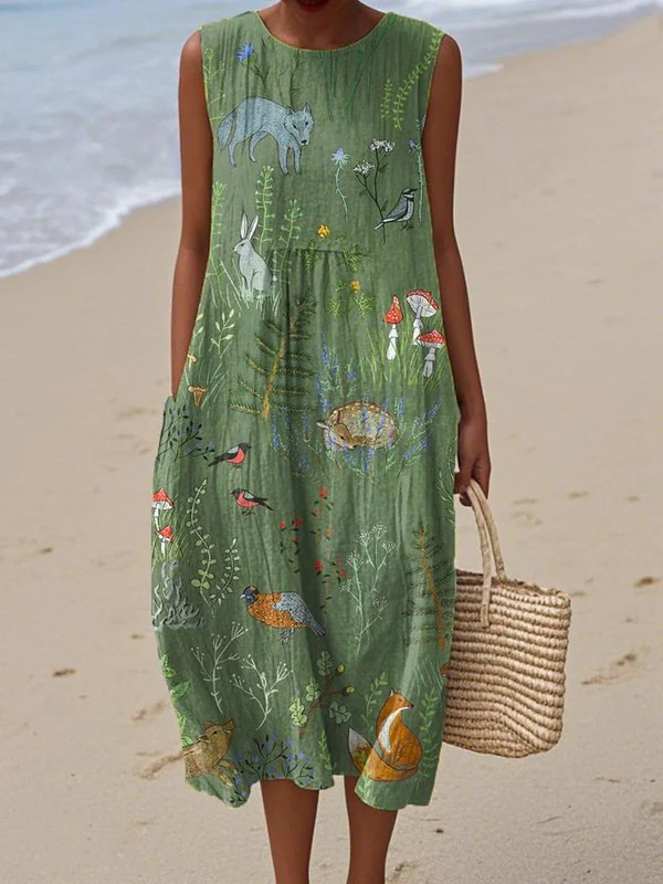 Paola – Abito midi woodland