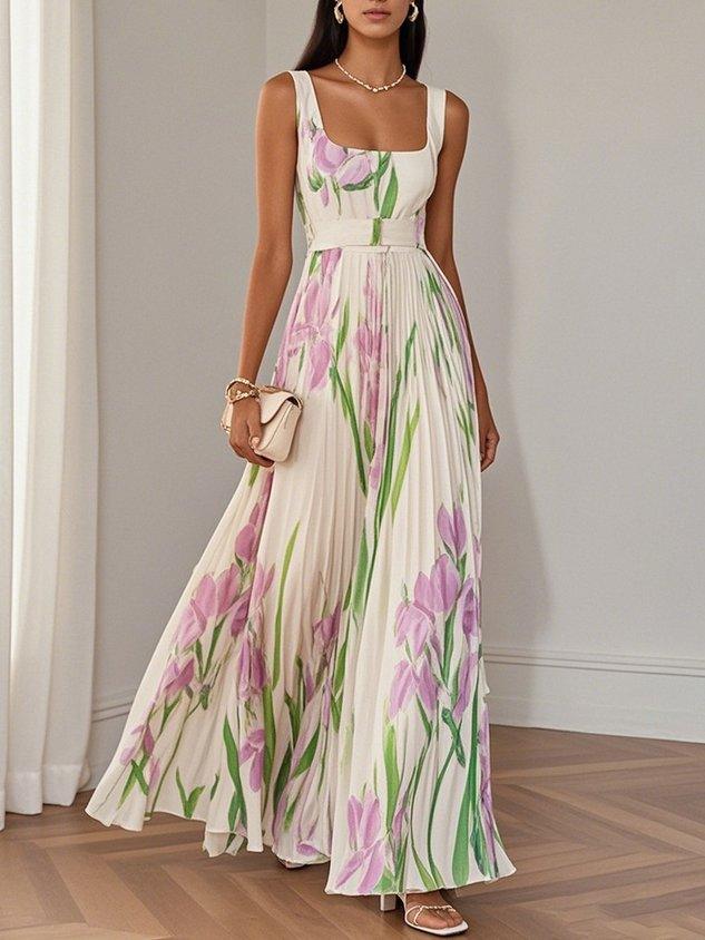 Olimpia - Abito Lungo In Chiffon Plissettato