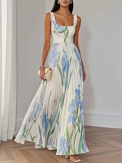 Olimpia - Abito Lungo In Chiffon Plissettato