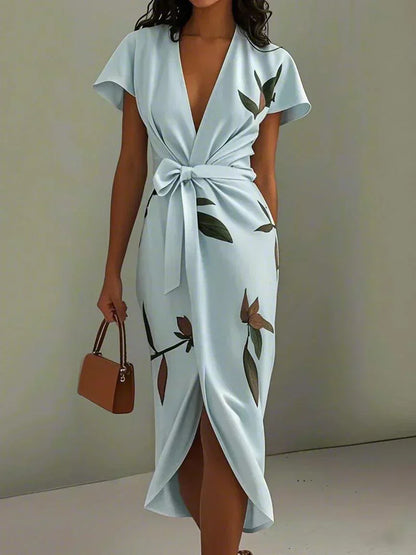 Michela - Abito A Portafoglio Elegante Con Motivo Floreale
